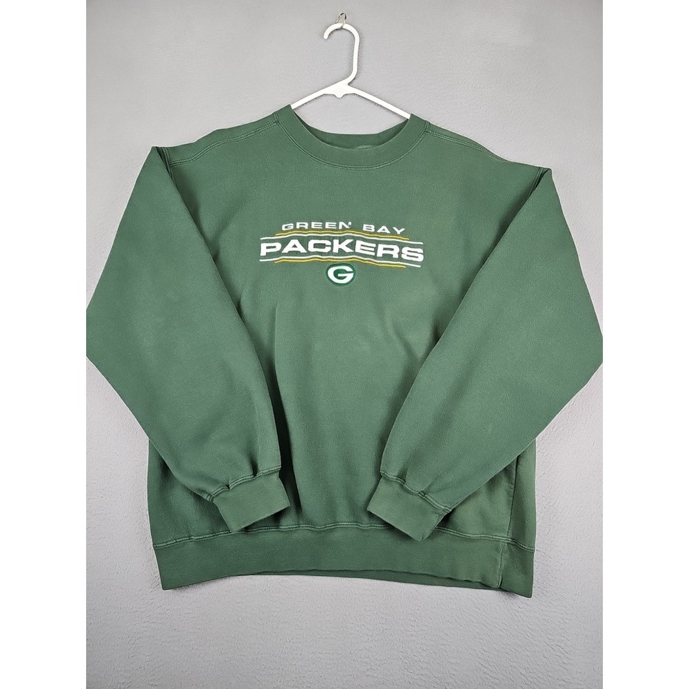 Vintage NFL Green Bay Packers Football Green Crewneck Sweatshirt Mens Med FLAW